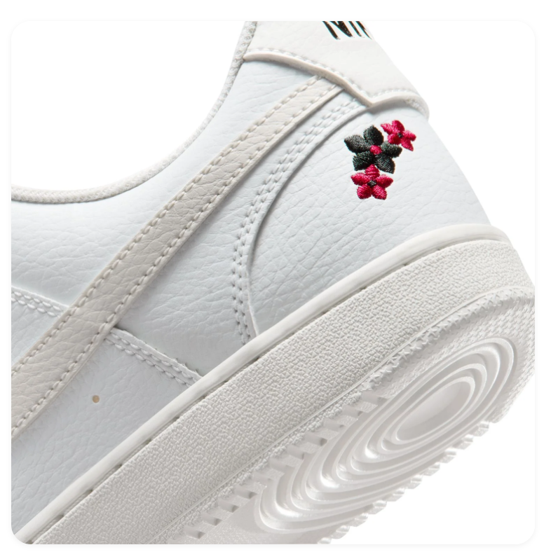 Nike Low-Top Sneakers – White with Red Floral Details