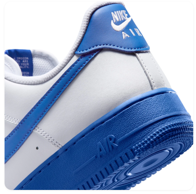 Nike Air Force 1 Low Sneakers – White & Royal Blue with Blue Sole