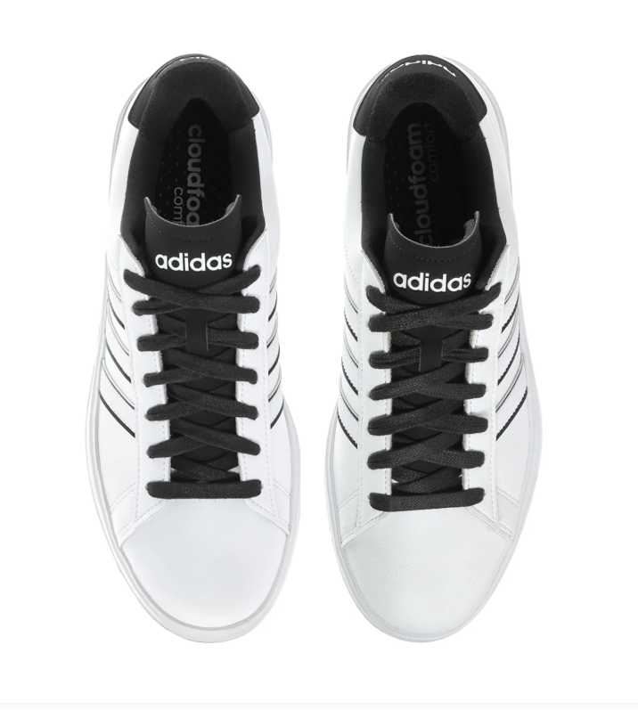 Adidas Low-Top Sneakers - White with Black Trim & Laces