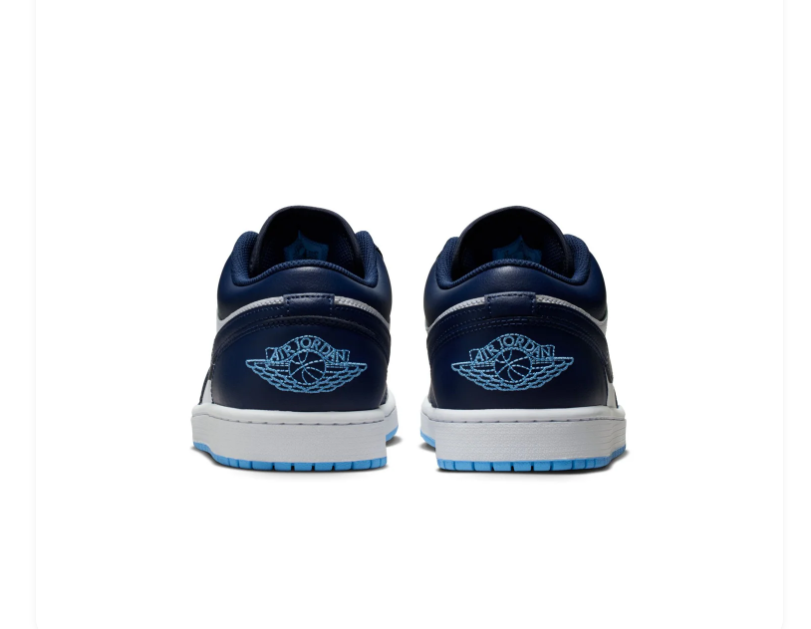 Air Jordan 1 Low Sneakers - Navy & White with Bright Blue Sole