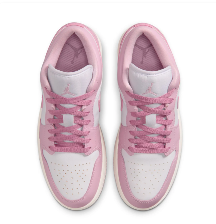 Air Jordan 1 Low Sneakers - Pink & White with Cream Midsole