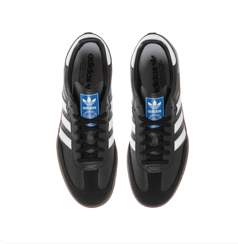 Adidas Samba Sneakers – Black & White with Dark Brown Sole