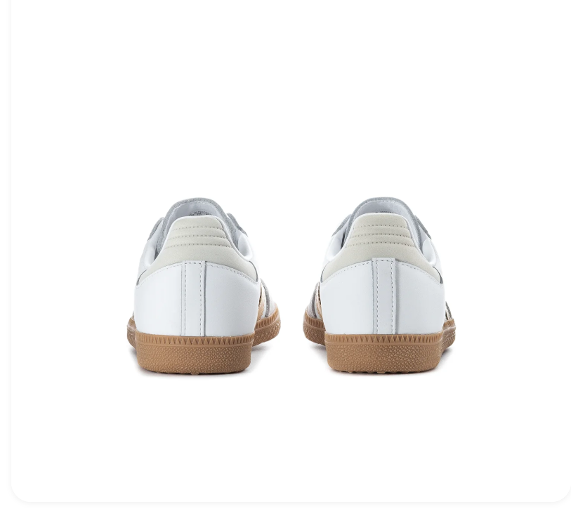 Adidas Samba Low-Top Sneakers - White & Gold with Gum Sole