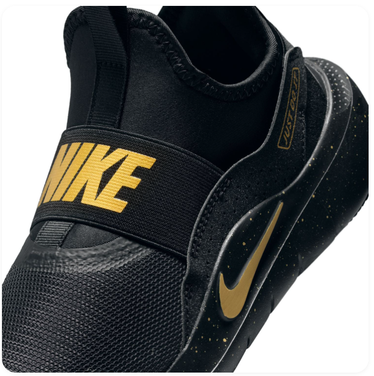 Nike Slip-On Sneakers – Black & Gold with Speckled Sole