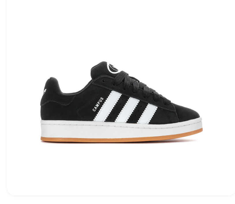 Adidas Campus Sneakers – Black & White with Gum-Colored Sole