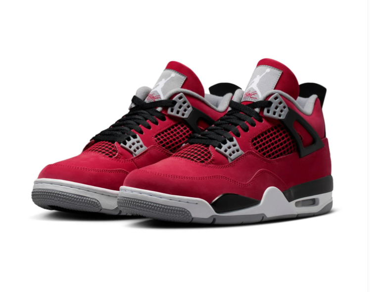 Air Jordan 4 Sneakers - Red, Black & Gray