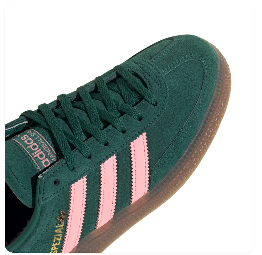 Adidas Handball Spezial Sneakers - Dark Green & Pink with Gum Sole