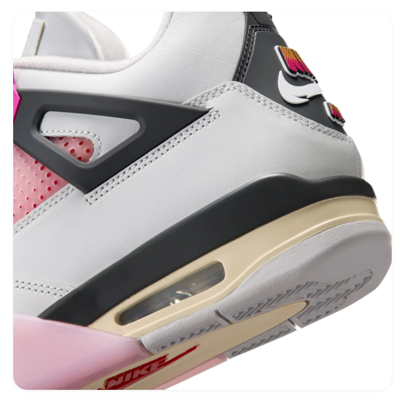 Air Jordan 4 Sneakers - Light Gray & Pink with Gradient Accents