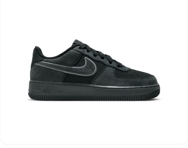 Nike Low-Top Sneakers – Black & Charcoal with Outlined Swoosh