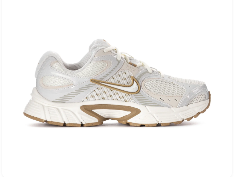 Nike Sneakers – White & Light Grey with Gold-Toned Accents