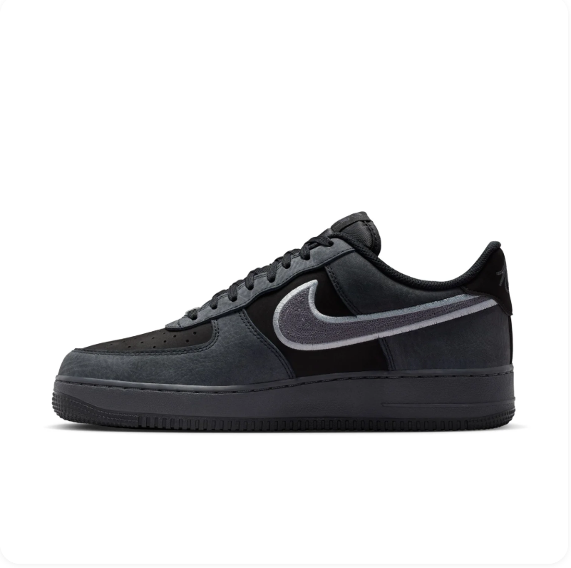 Nike Air Force 1 Low Sneakers – Black & Charcoal with Silver Swoosh
