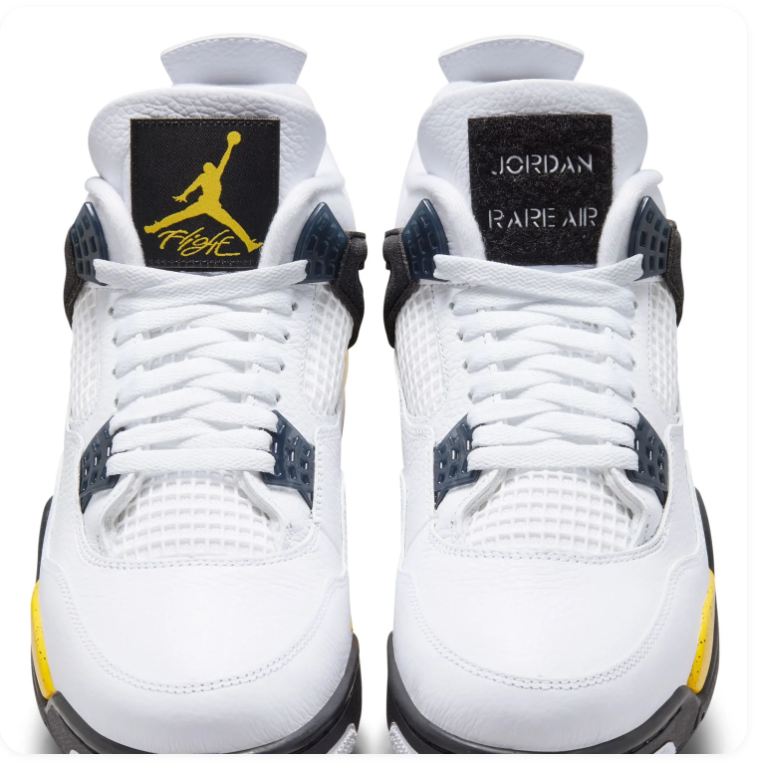 Air Jordan 4 Sneakers - White, Black & Yellow