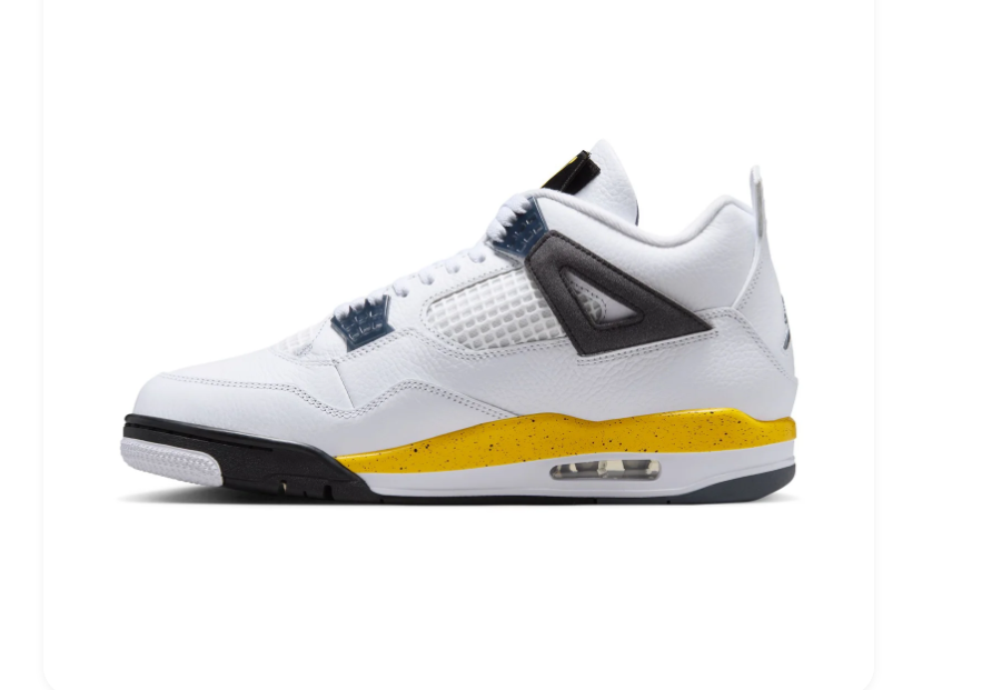 Air Jordan 4 Sneakers - White, Black & Yellow