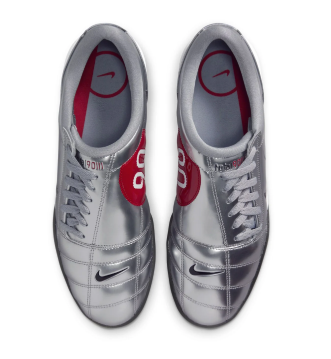 Nike Total 90 Sneakers – Metallic Silver, Black & Red