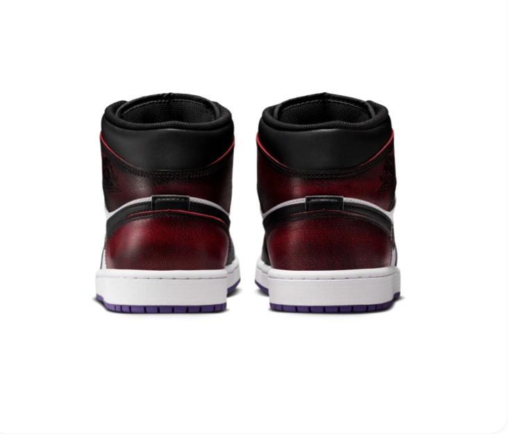 Air Jordan 1 Mid Sneakers - Gold Yellow, Burgundy & Purple