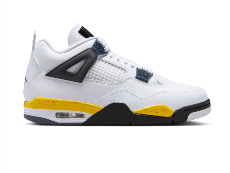 Air Jordan 4 Sneakers - White, Black & Yellow