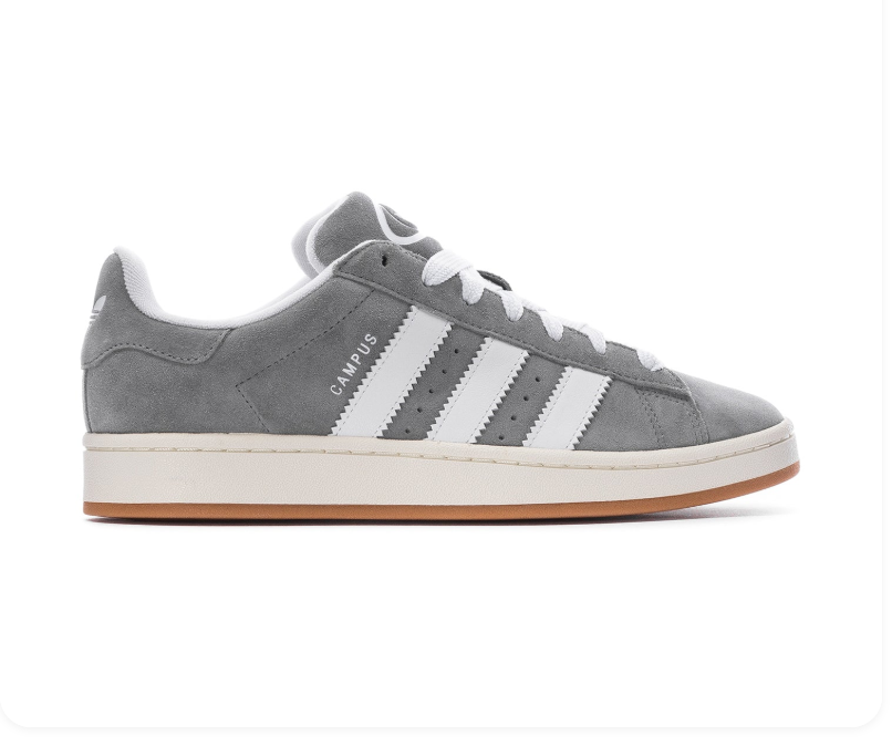 Adidas Low-Top Sneakers – Light Grey & White with Gum-Colored Sole