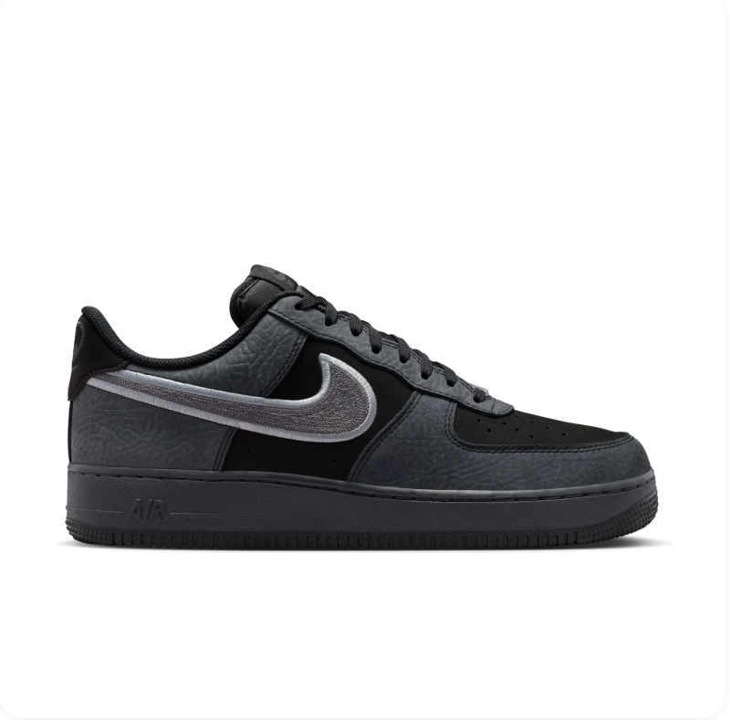 Nike Air Force 1 Low Sneakers – Black & Charcoal with Silver Swoosh