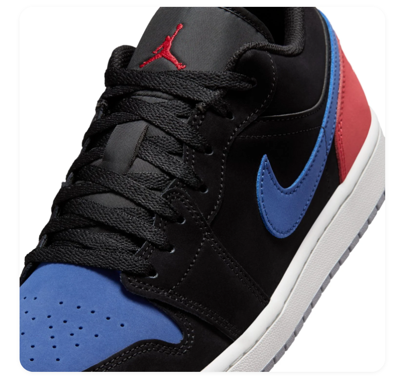 Air Jordan 1 Low Sneakers - Black, Blue & Red