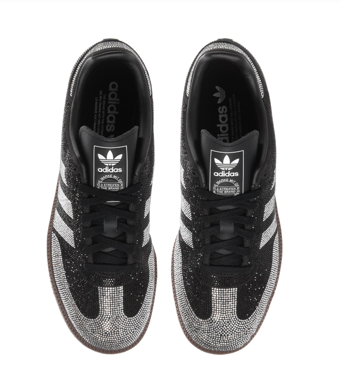 Adidas Rhinestone Low-Top Sneakers - Black & Silver with Gum Sole
