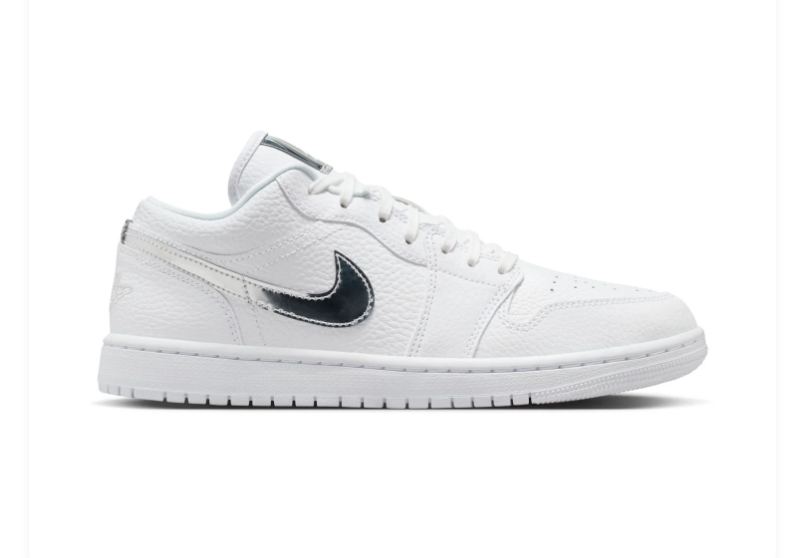 Air Jordan 1 Low Sneakers - White & Metallic Silver