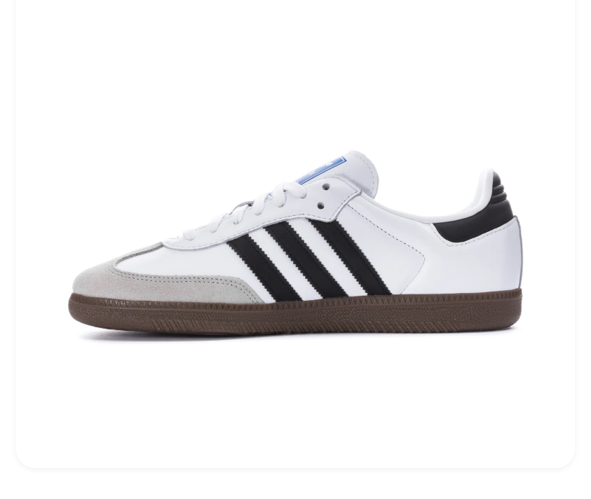 Adidas Samba Sneakers – White & Black with Grey Toe Overlay