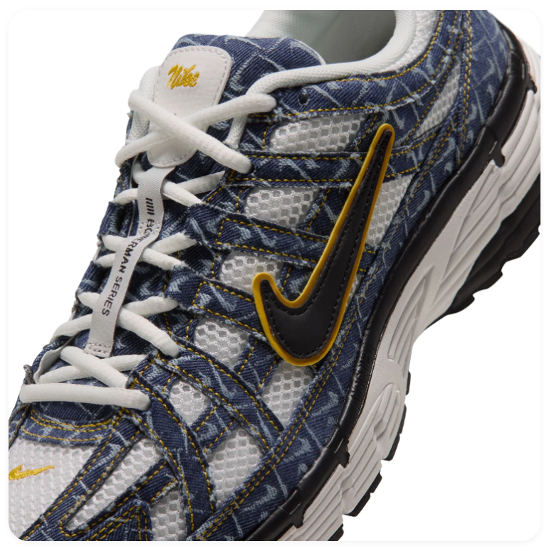 Nike Sneakers – Navy & White with Patterned Overlays and Yellow Accents