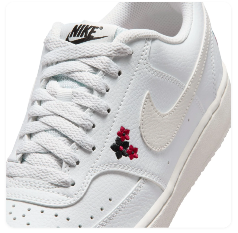 Nike Low-Top Sneakers – White with Red Floral Details