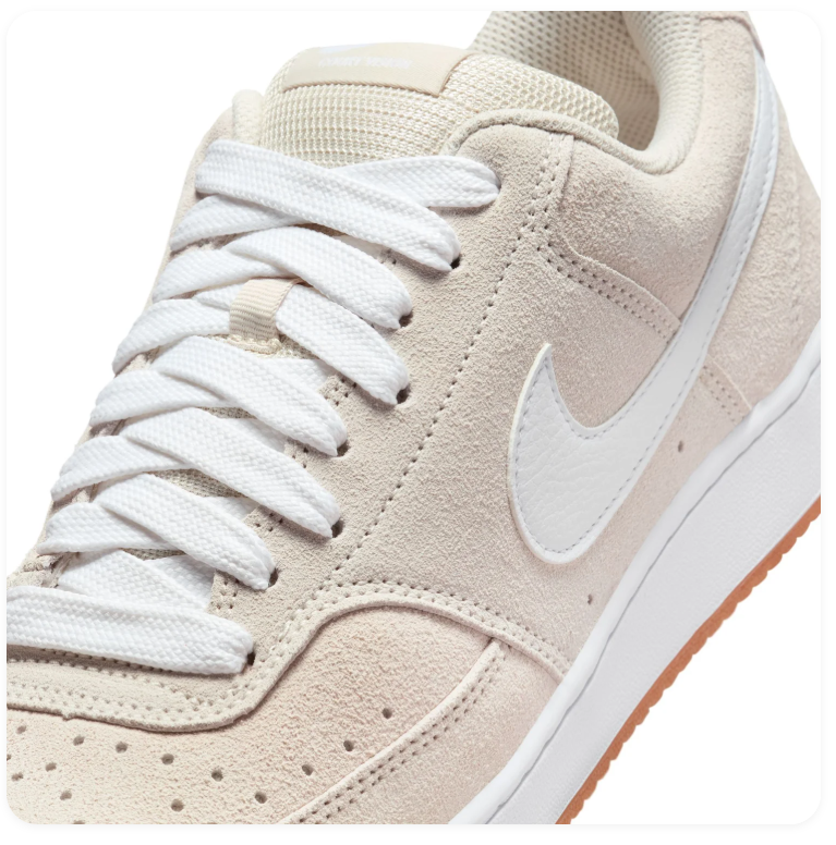 Nike Low-Top Sneakers – Light Beige & White with Gum-Colored Sole