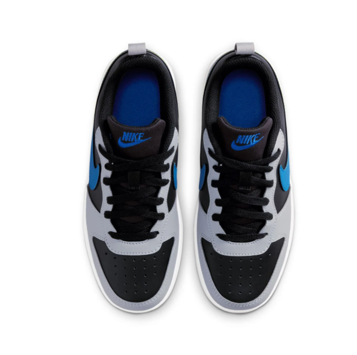 Nike Low-Top Sneakers – Black & Light Grey with Blue-to-Yellow Swoosh