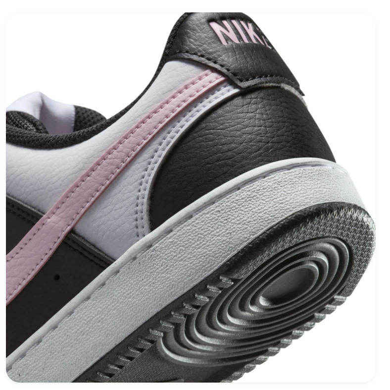 Nike Low-Top Sneakers – Black & White with Pink Swoosh