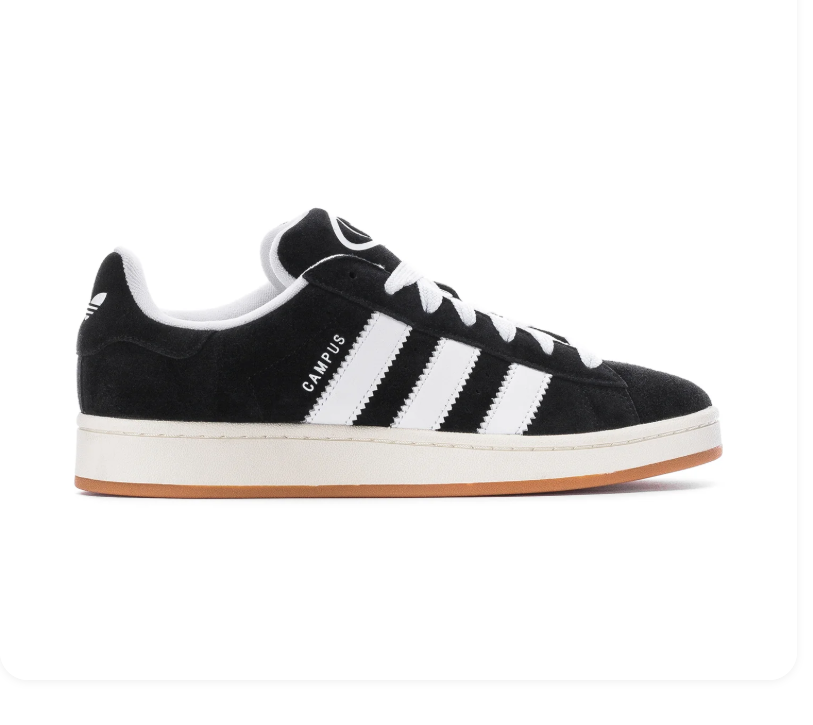 Adidas Campus Sneakers – Black & White with Wide White Laces