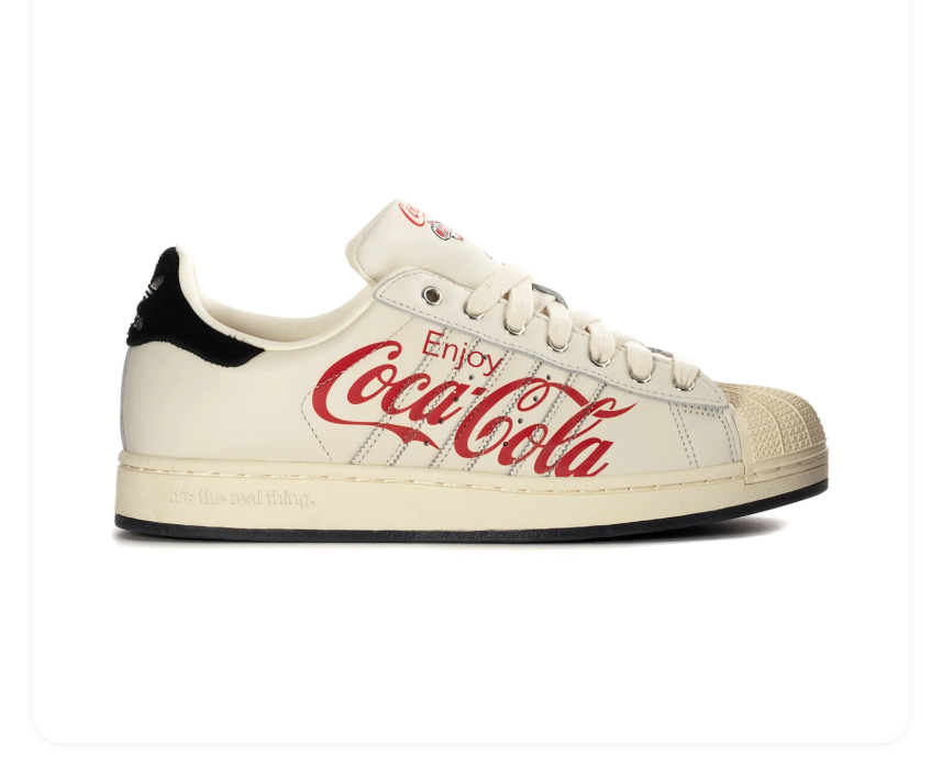 Adidas Shell-Toe Sneakers with Coca-Cola Graphics - Cream & Red