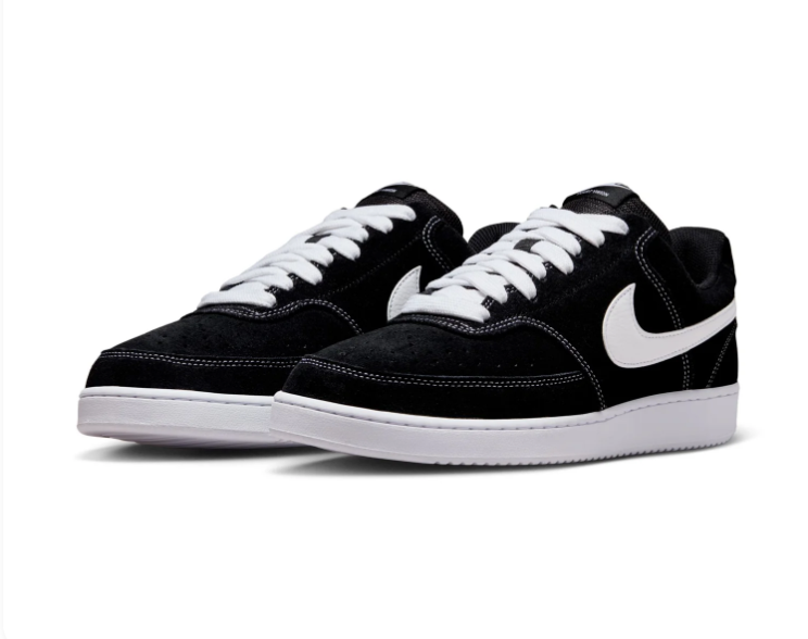 Nike Court Vision Low Sneakers – Black & White with Contrast Stitching