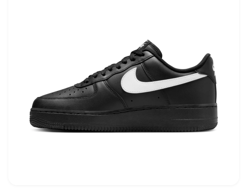 Nike Air Force 1 Low Sneakers – Black with White Swoosh