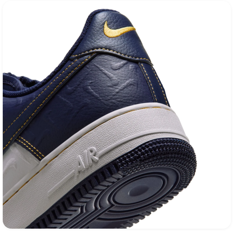 Nike Low-Top Sneakers – Navy & White with Yellow Stitching