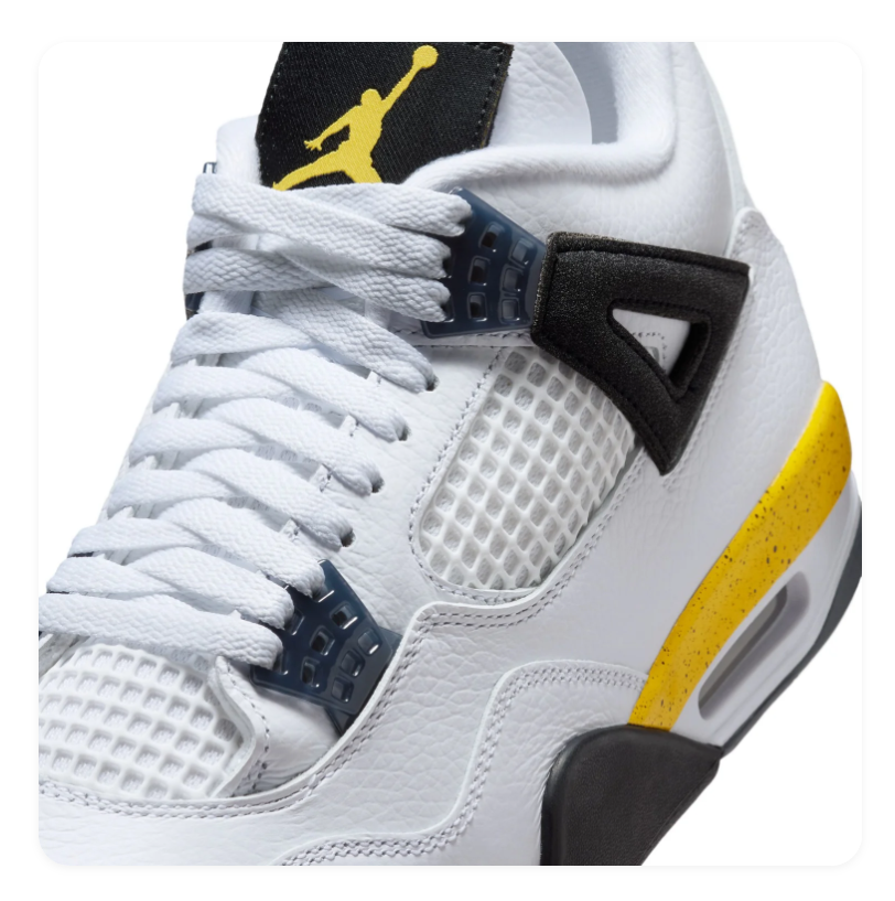 Air Jordan 4 Sneakers - White, Black & Yellow