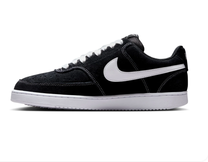 Nike Court Vision Low Sneakers – Black & White with Contrast Stitching