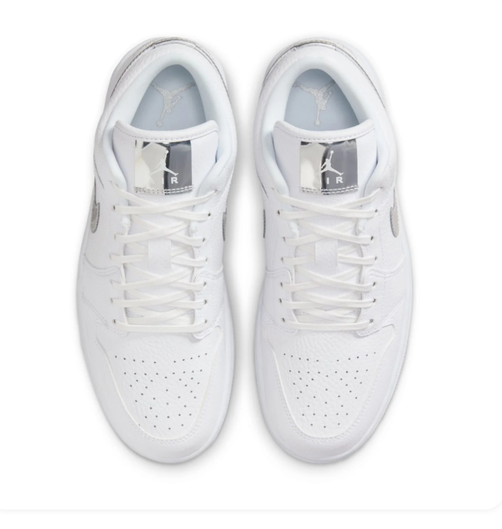 Air Jordan 1 Low Sneakers - White & Metallic Silver