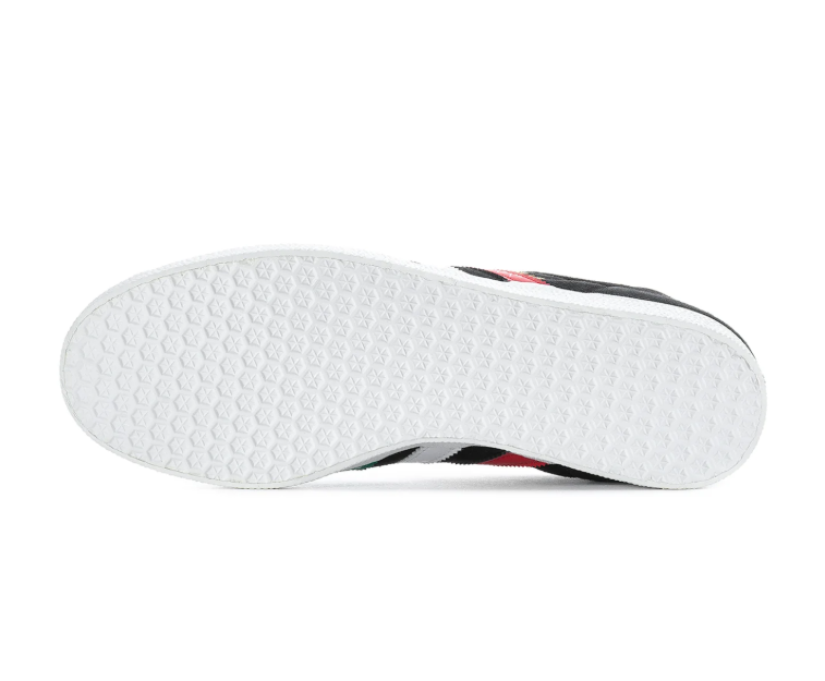 Adidas Gazelle Low-Top Sneakers - Black with Green, White & Red Stripes