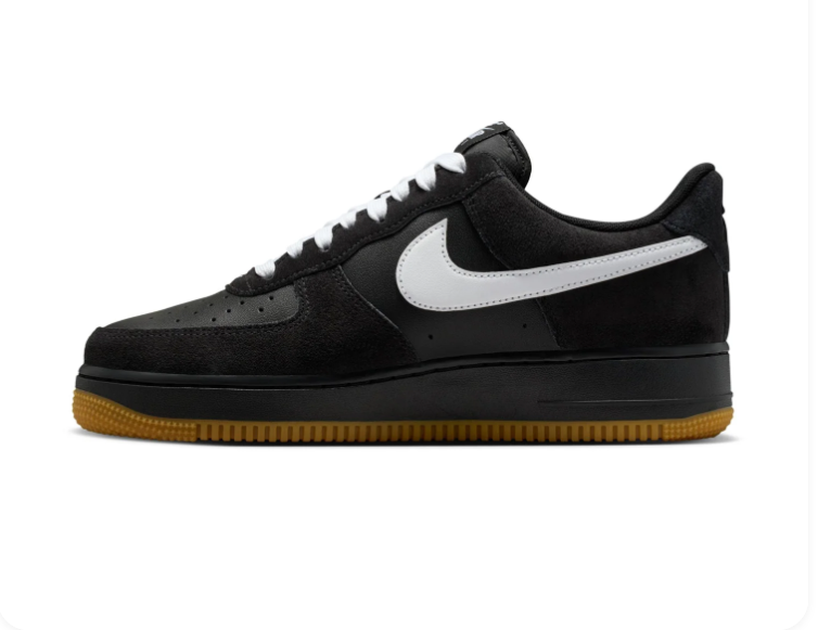 Nike Air Force 1 Low Sneakers – Black & White with Gum-Colored Sole