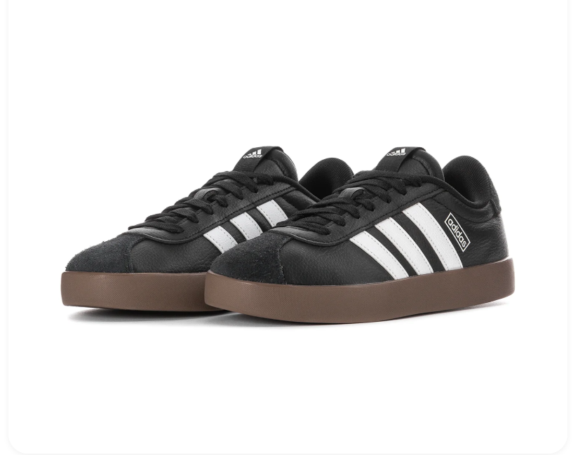 Adidas Low-Top Sneakers - Black & White with Gum Sole