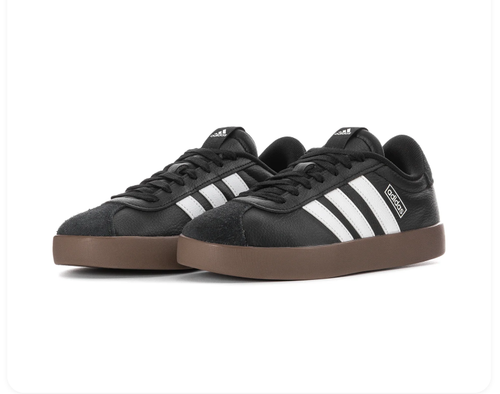 Adidas Low-Top Sneakers - Black & White with Gum Sole
