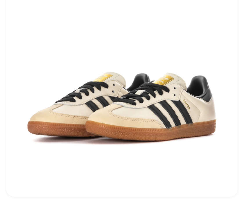 Adidas Samba Sneakers – Cream & Black with Gum-Colored Sole