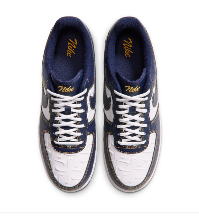 Nike Low-Top Sneakers – Navy & White with Yellow Stitching
