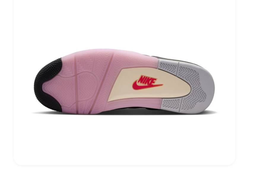 Air Jordan 4 Sneakers - Light Gray & Pink with Gradient Accents
