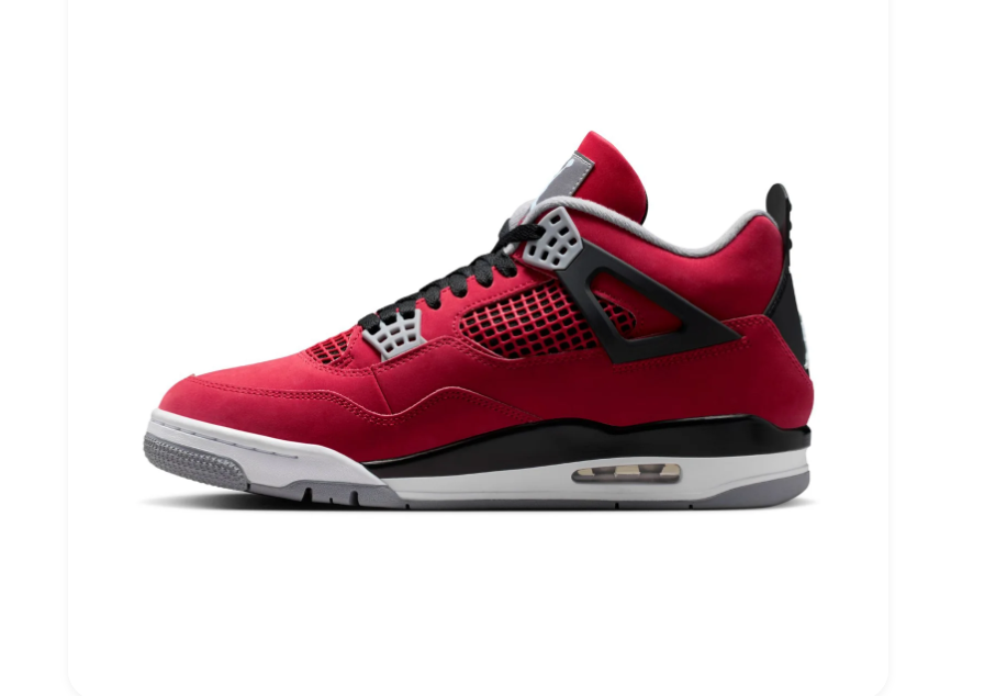 Air Jordan 4 Sneakers - Red, Black & Gray
