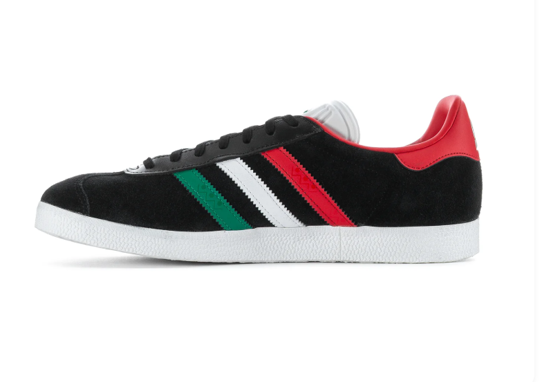 Adidas Gazelle Low-Top Sneakers - Black with Green, White & Red Stripes
