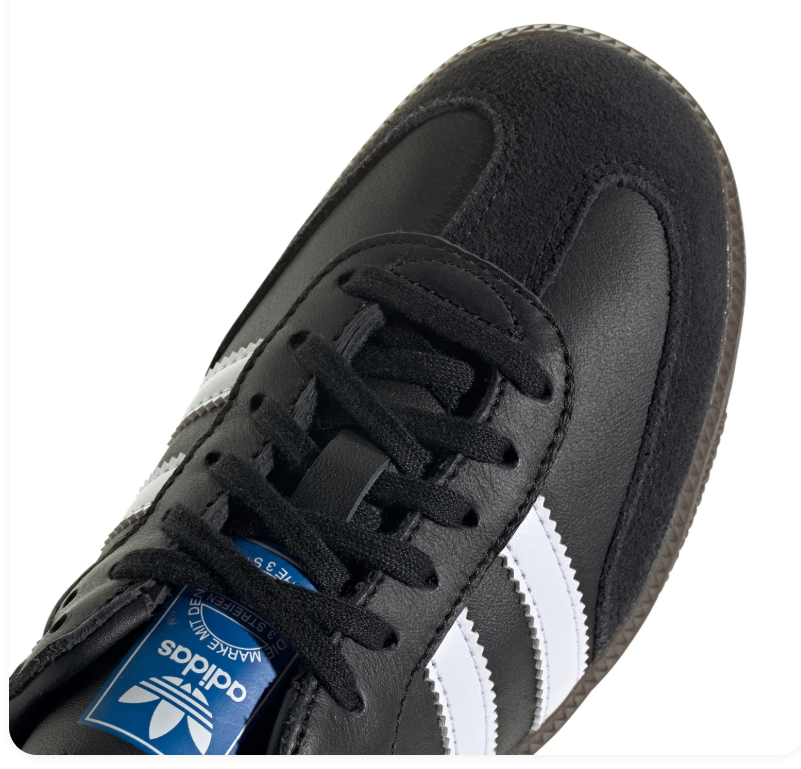 Adidas Samba Sneakers – Black & White with Dark Brown Sole