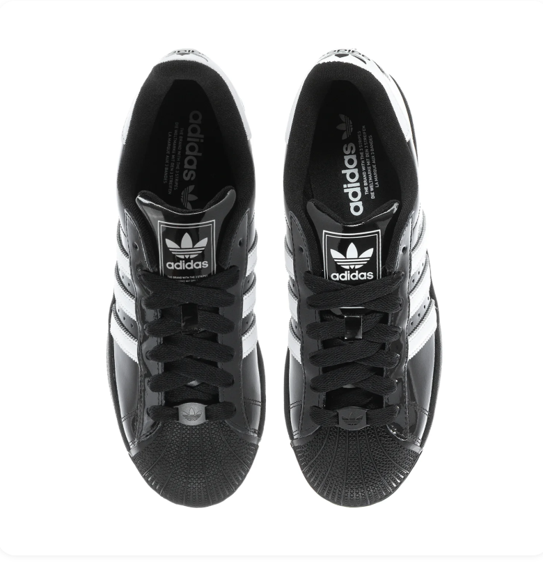 Adidas Superstar Shell-Toe Sneakers - Glossy Black & White